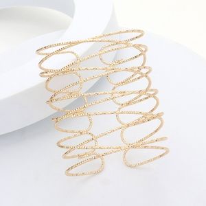 Gold Crossed Cage Metal Cuff Bracelet Casual Jewelry
